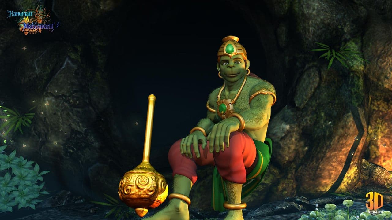 Hanuman vs Mahiravana backdrop